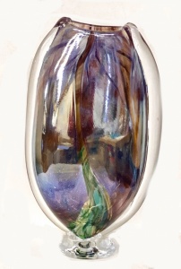 Art glass vase lustre hand blown